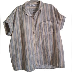 Sonoma Striped Button Down Short Sleeve Shirt Size XXL